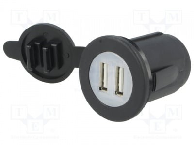 Зарядно устроство за автомобилна запалка A13-204B-BB3 Автомобилно захранване; USB A гнездо x2; 5V/2x2,1A; черен